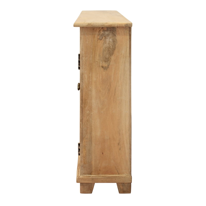 Jenna 3-Door Solid Wood Sideboard in Distressed Natural Finish