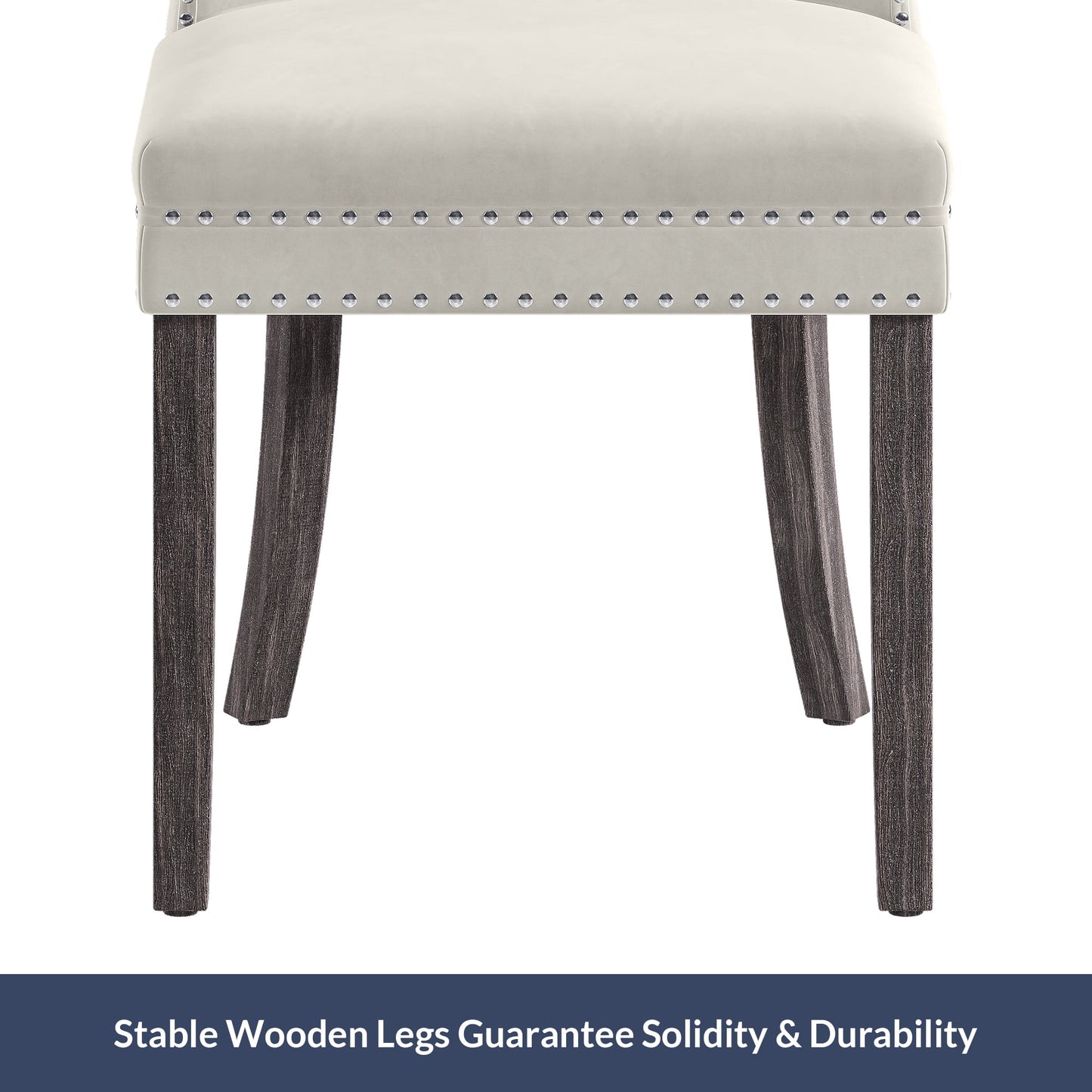 BELLEZE Upholstered Dining Chairs Set of 2, Velvet Luxury Dining Room Chairs with Button Back, Nailhead Trim, Pull-ring, Solid Wood Legs for Kitchen, Living Room, Restaurant - Chandler (Grey)