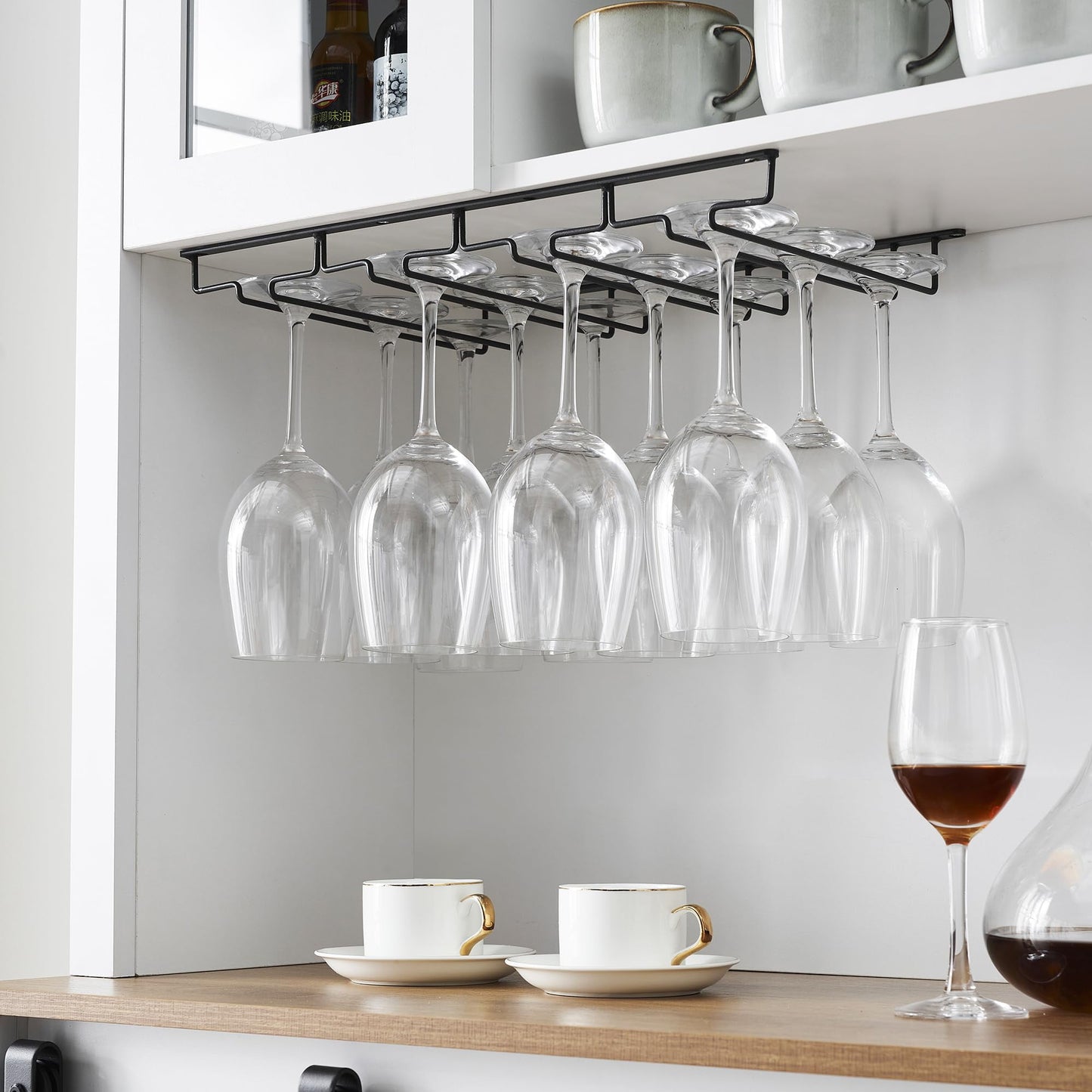 2024 New Farmhouse Coffee Bar Cabinet with Sliding Barn Door, 72in Tall Buffet Cabinet with Storage Shelves, Liquor Cabinet with Wine and Glasses Rack,Sideboard Cupboard for Kitchen,Dining Room