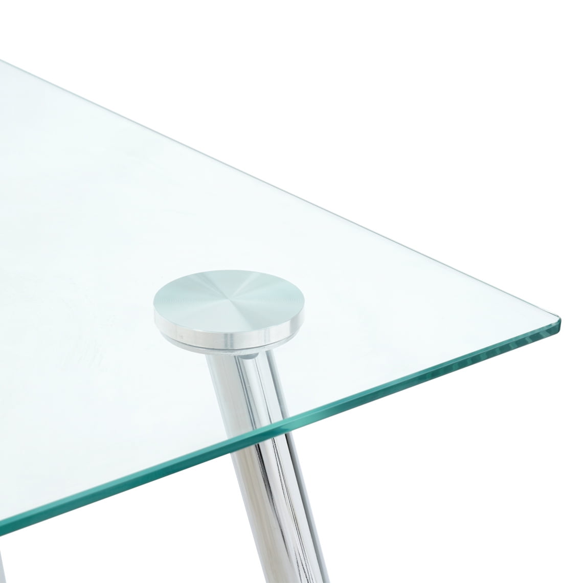 29.5H?Æù Kitchen Glass Dining Table with Chrome Metal Legs, Modern Rectangular Tempered Glass Table top for Kitchen & Dining Tables