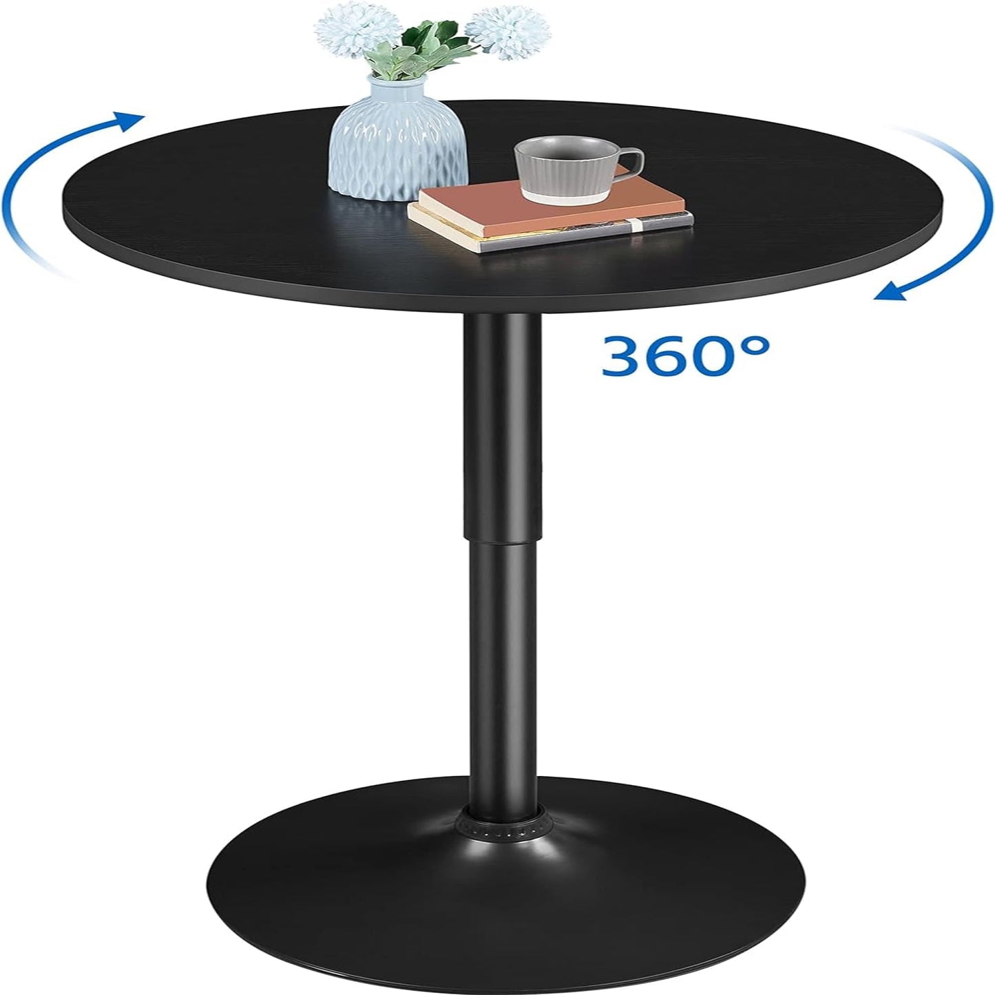 2pcs Home Height Adjustable Pub Round with Swivel Counter Height Bistro Full Black