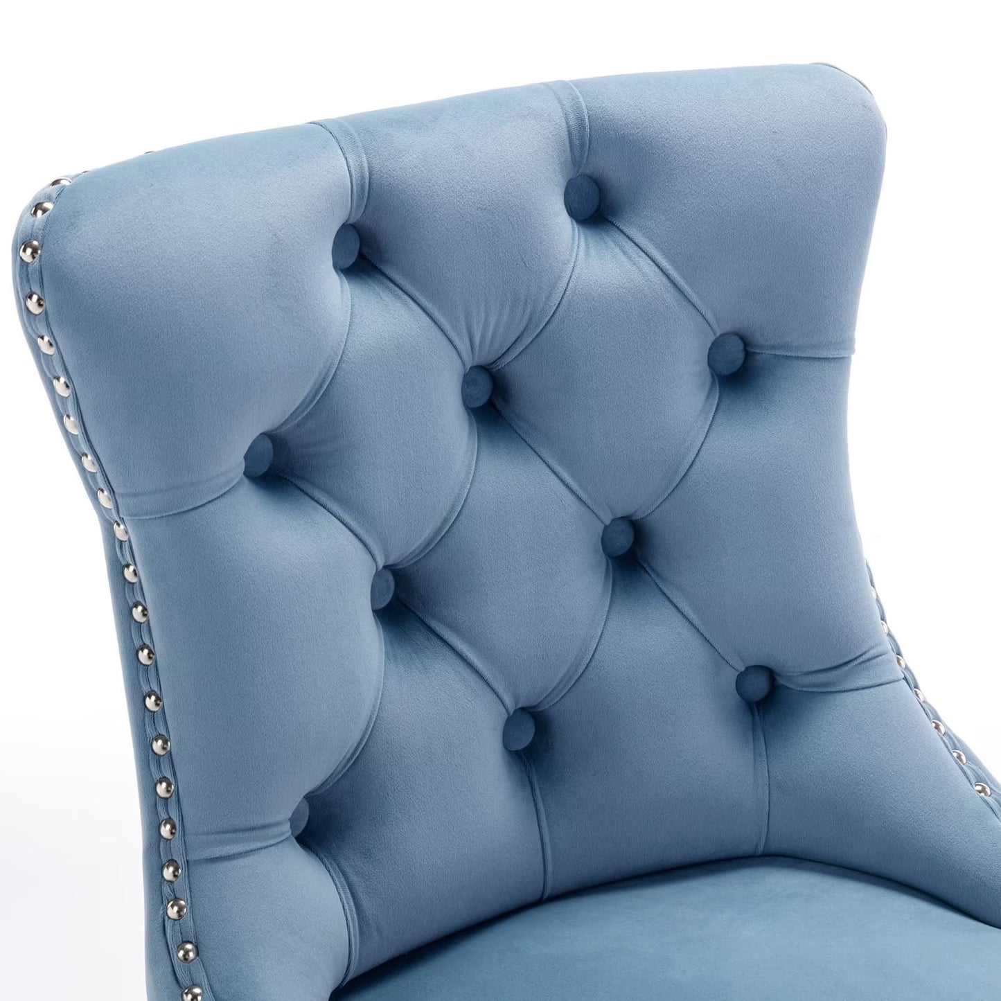 26inch Barstools Set of 2, Velvet Button Tufted Counter Height Bar Stools with Nail Head Trims, Upholstered Bar Chair with Wingback and Metal Footrest for Kitchen Island, Home Bar, Beige