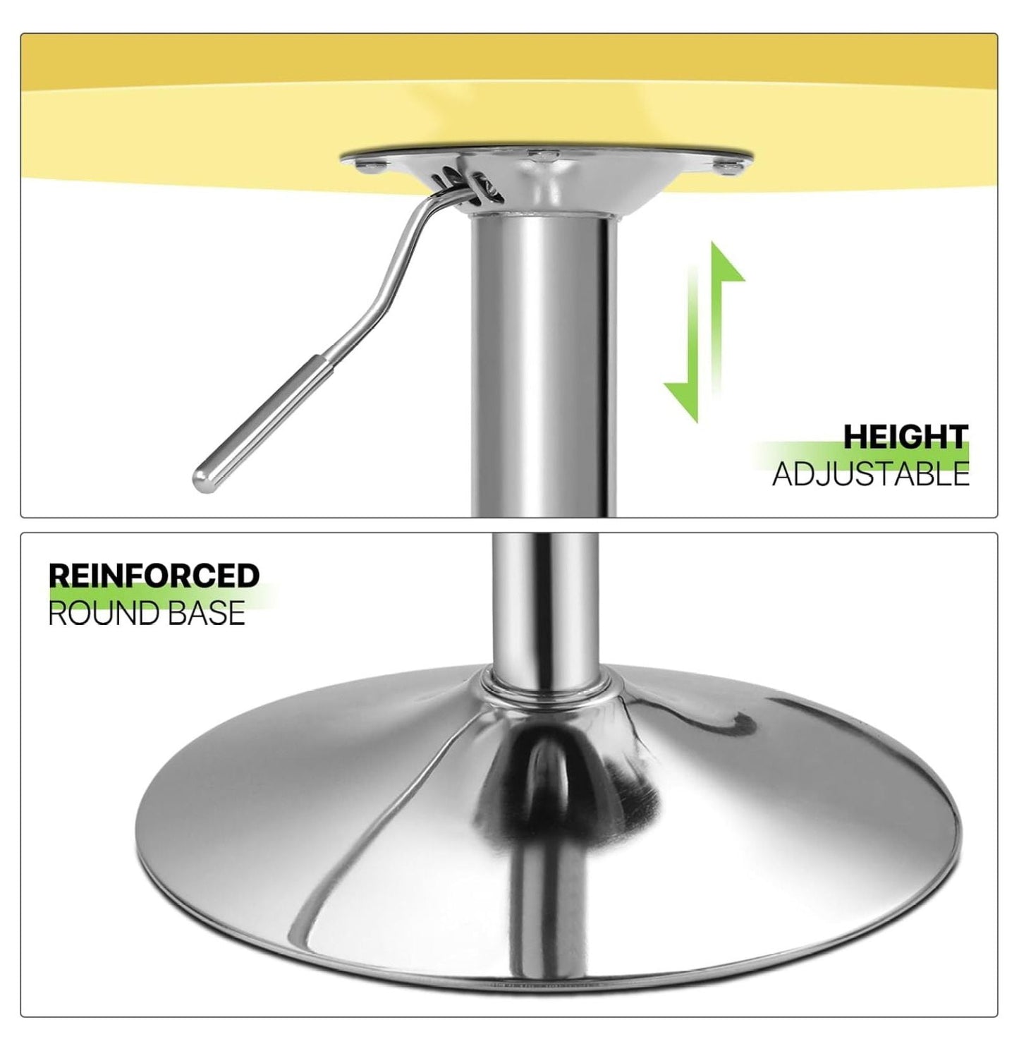 23.5in Round Adjustable Height Wood Bar Pub Table Adjustable Range 27.5in -36in Living Room Dining Room Bar Cocktail Table (Yellow)