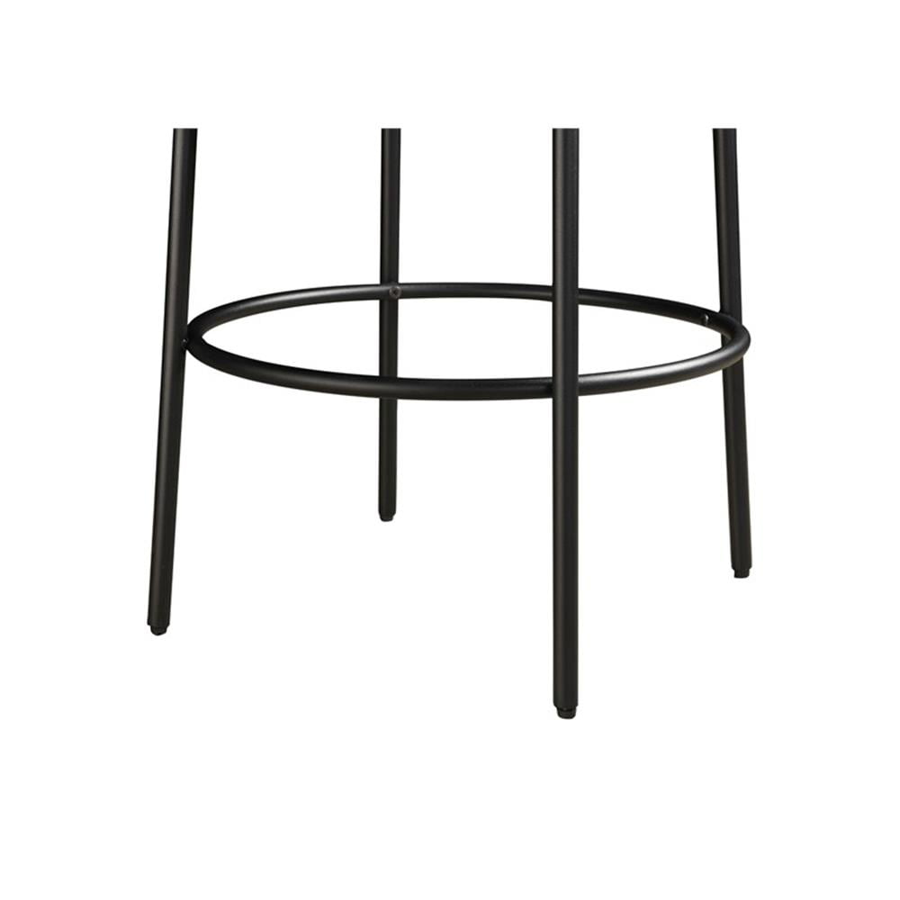29in Barstool Black Steel Legs with Beige Fabric Upholstered Seat (Set of 2)