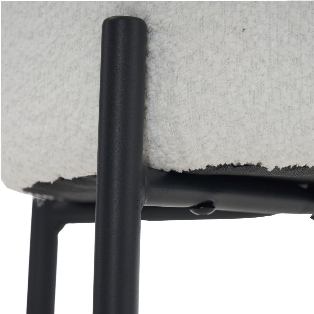 24in Round Bar Stools Set of 2,Counter Height Stools with Teddy Fabric Upholstered,Backless Kitchen Island Stools,Backless Dining Seat with Metal Base, Beige