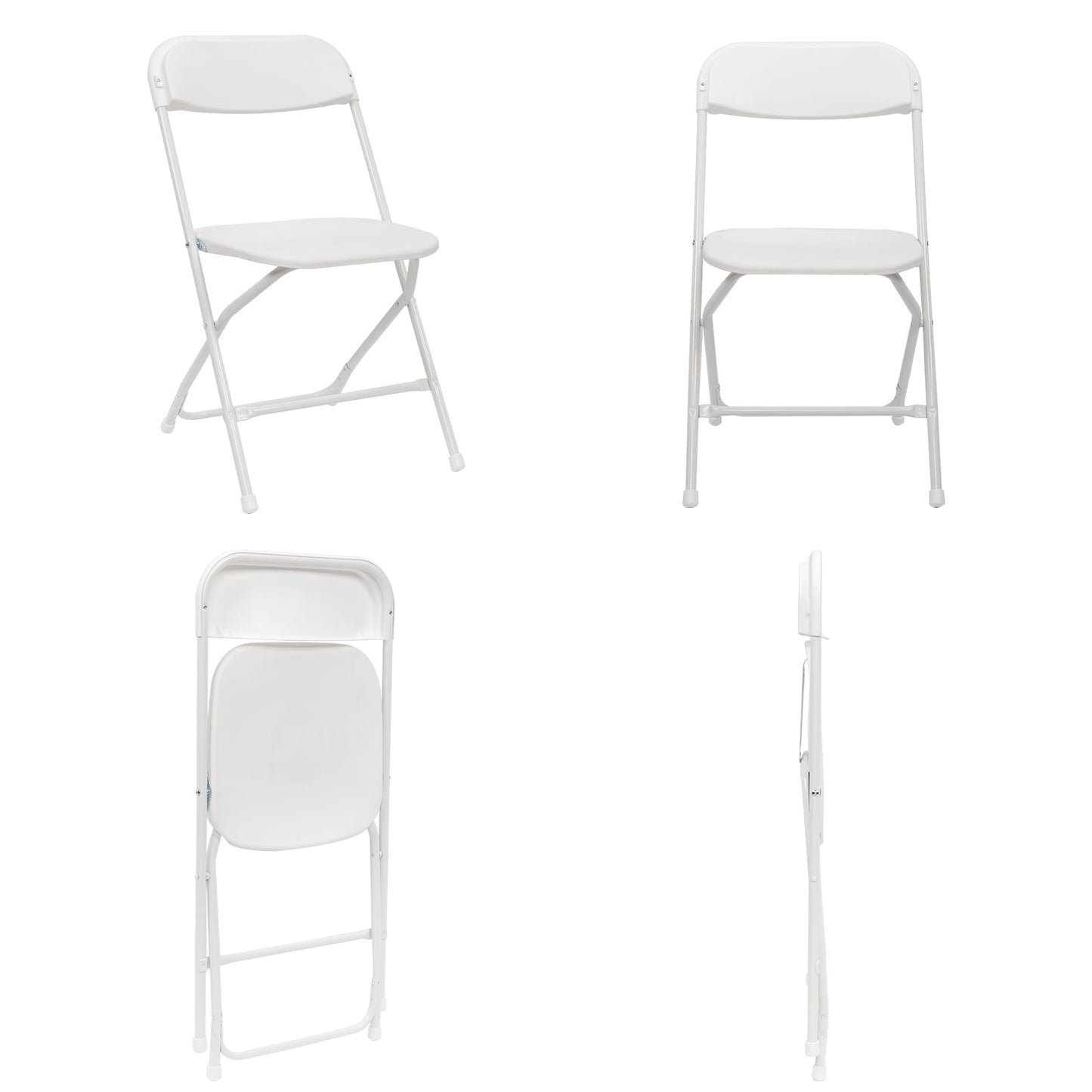 10 Pack White Plastic Folding Chair, Indoor Outdoor Portable Stackable Commercial Seat with Steel Frame 350lb. Capacity for Events Office Wedding Party Picnic Kitchen Dining