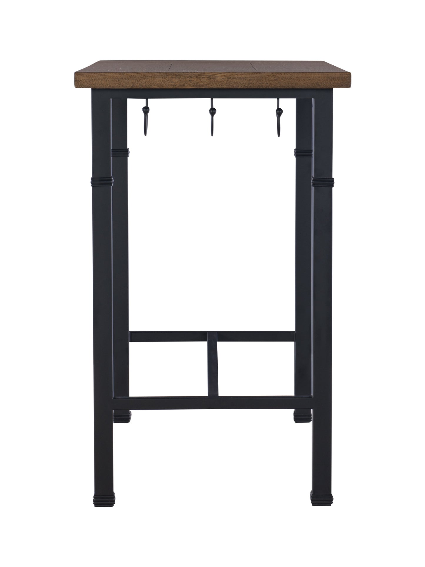 Linon Austin 3 Piece Pub Set Wood Table Top Padded Stools Metal Legs in Black