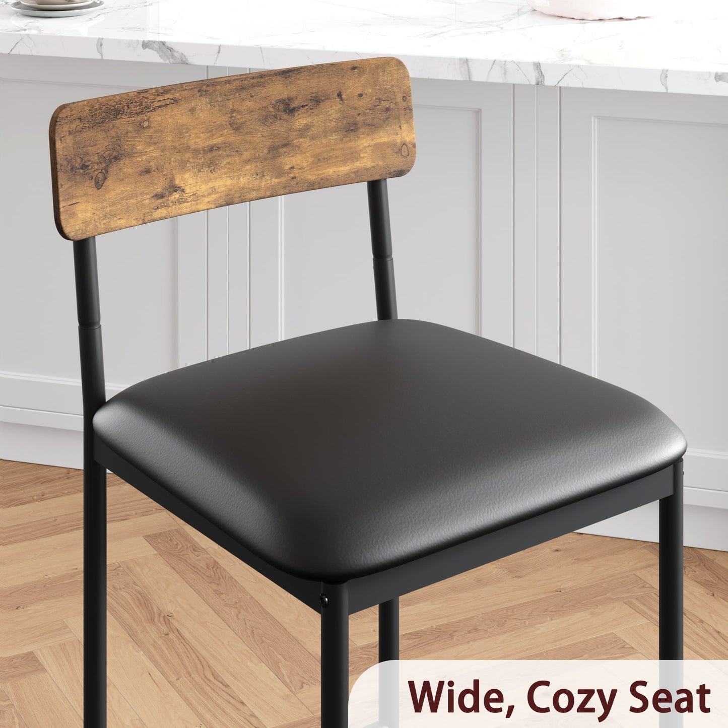 2 Piece Chair Set,PU UpholStered,Comfortable And Soft,Modern Counter Normal Chairs for Kitchen Breakfast Nook Living Room Small Space Retro Color