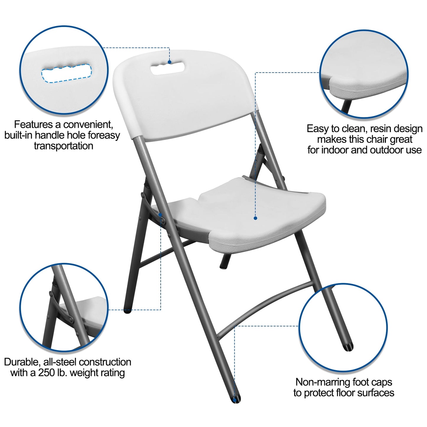 20 Pack White Plastic Folding Chairs¡°?Lightweight Folding Chair, Stackable Commercial Seats with Steel Frame for Office Wedding Party Patio Dinning Events, 350lbs Capacity