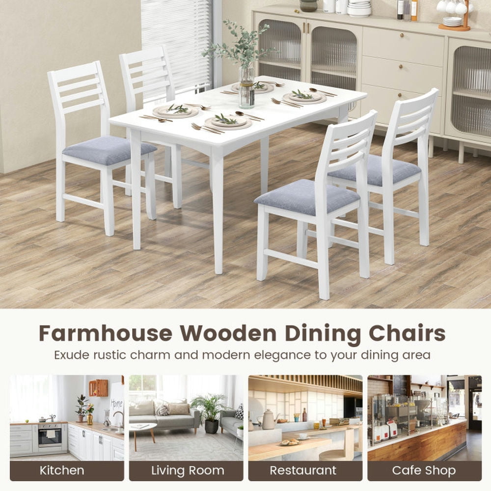Resenkos Dining Chairs, Kitchen Chairs Trattoria Chairs,Wooden Dining Chair Set of 2 with Rubber Wood Frame and Padded Cushion-White