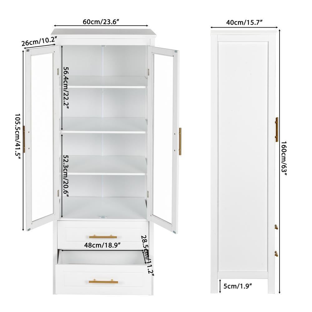 2 Doors Storage Cabinet Organizer Kitchen Pantry Cupboard for Home w/ 2 Drawers