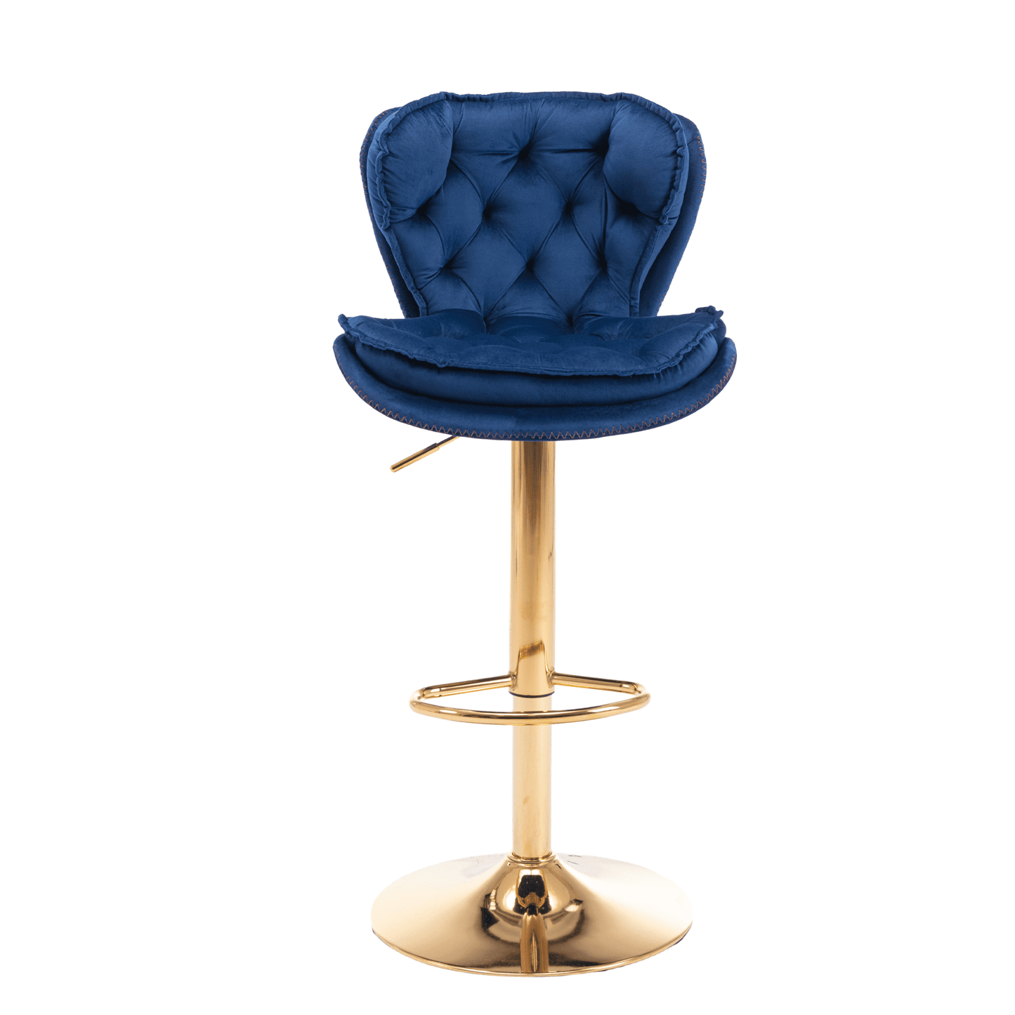 24-33 Inch Velvet Bar Stools, Counter Height Adjustable Swivel Barstools High Bar Chairs with Back & Golden Metal Base, Stools Footrest for Kitchen Island, Cafe, Bar, Bar Counter(Navy Blue,Set of 6)