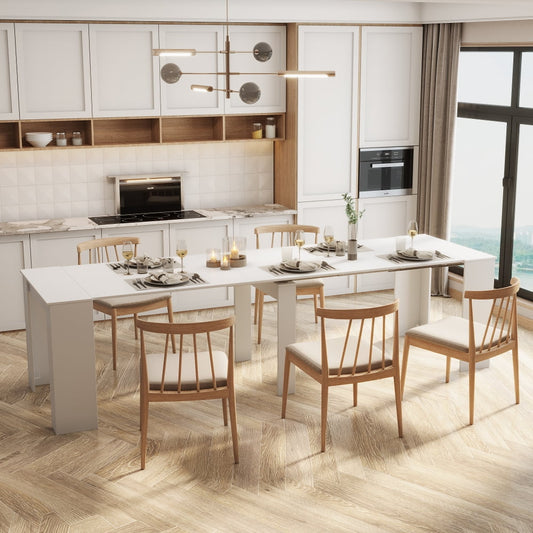 118.5in Modern Extendable Console Table,Wood Rustic Dining Table with Spacious Tabletop,Entryway Cupboard Extra Long Dining Table Sideboard with Strong Leg,Chair not Include,for Bar Kitchen Living Room