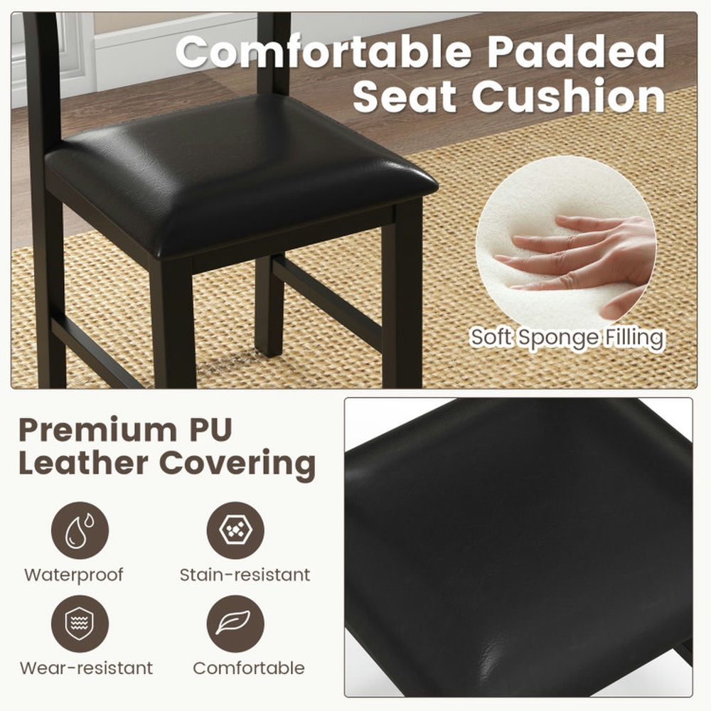 Resenkos Dining Chairs, Kitchen Chairs Trattoria Chairs,Wooden Dining Chair Set of 2 with Rubber Wood Frame and Padded Cushion-Black