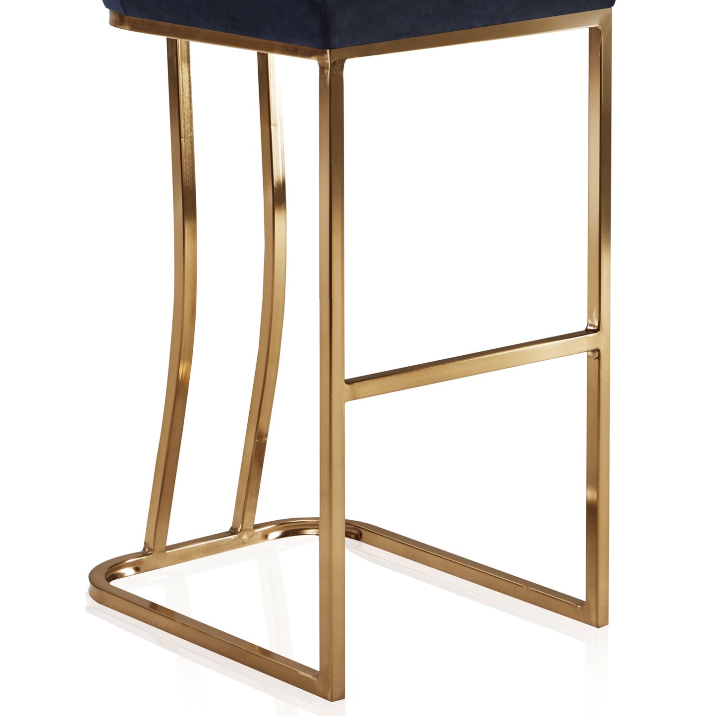 Belleze 30 inch Hutton Barstools Set of 2, Black Velvet Upholstered with Gold Frame, for Home & Restaurant