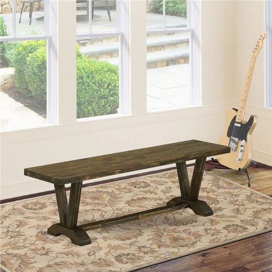 15 x 60 in. V-Style Dining Bench with Distressed Jacobean 418 Leg & Distressed Jacobean 418 Top