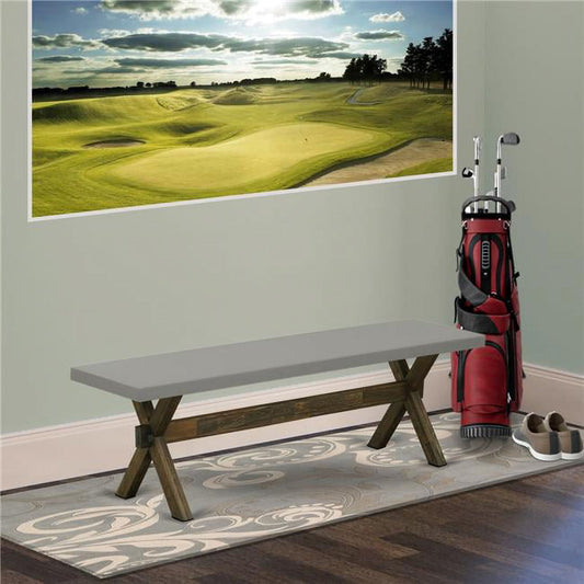 15 x 60 in. X-Style Dining Bench with Distressed Jacobean 418 Leg & Cement Top