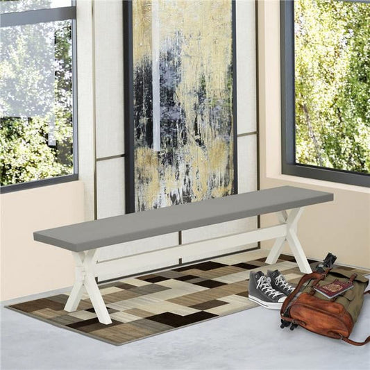 15 x 72 in. X-Style Dining Bench with Wirebrushed Linen White Leg & Cement Top