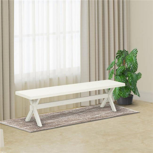 15 x 72 in. X-Style Dining Bench with Wirebrushed Linen White Leg & Linen White Top