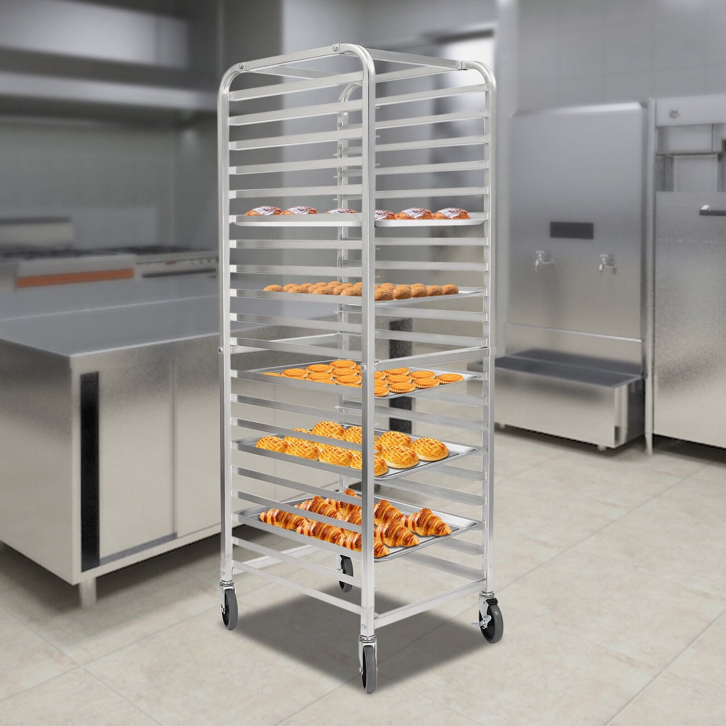 20-Tier Bakery Rack W/ 4 Wheels for Kitchen Bakery Restaurant Catering 26*20.5*69in
