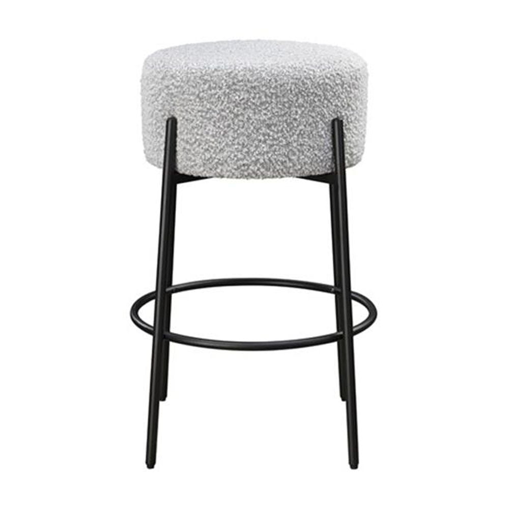 29in Barstool Black Steel Legs with Gray Fabric Upholstered Seat (Set of 2)