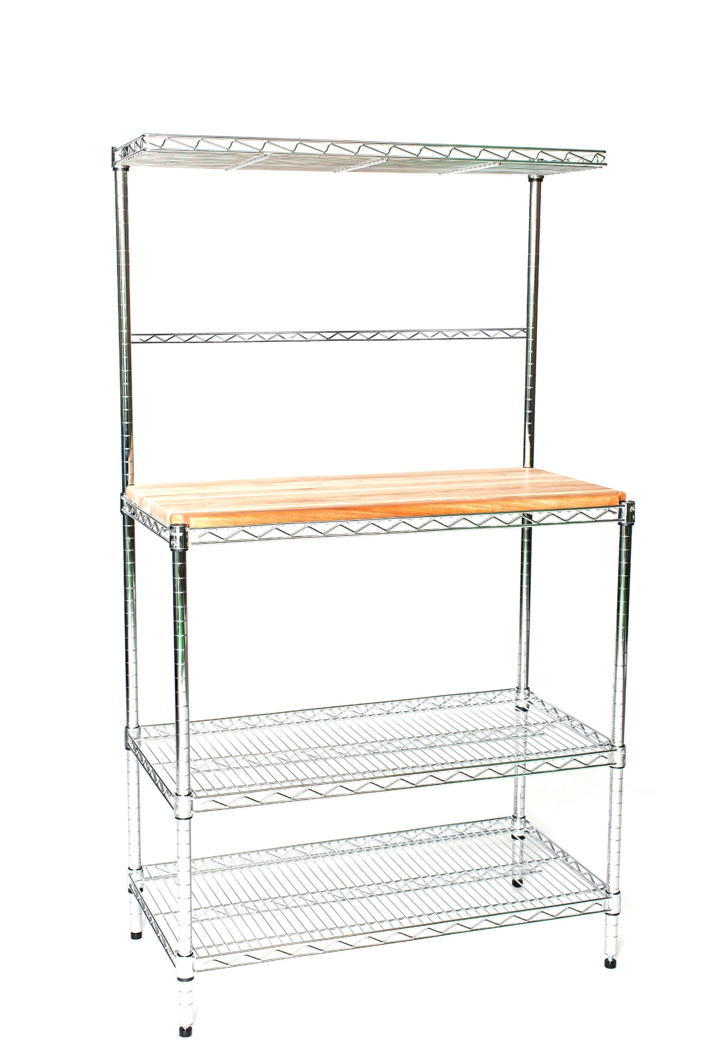 18in Deep x 24in Wide x 74in High Deluxe Chrome Bakers Rack with Top Shelf & Butcher Block