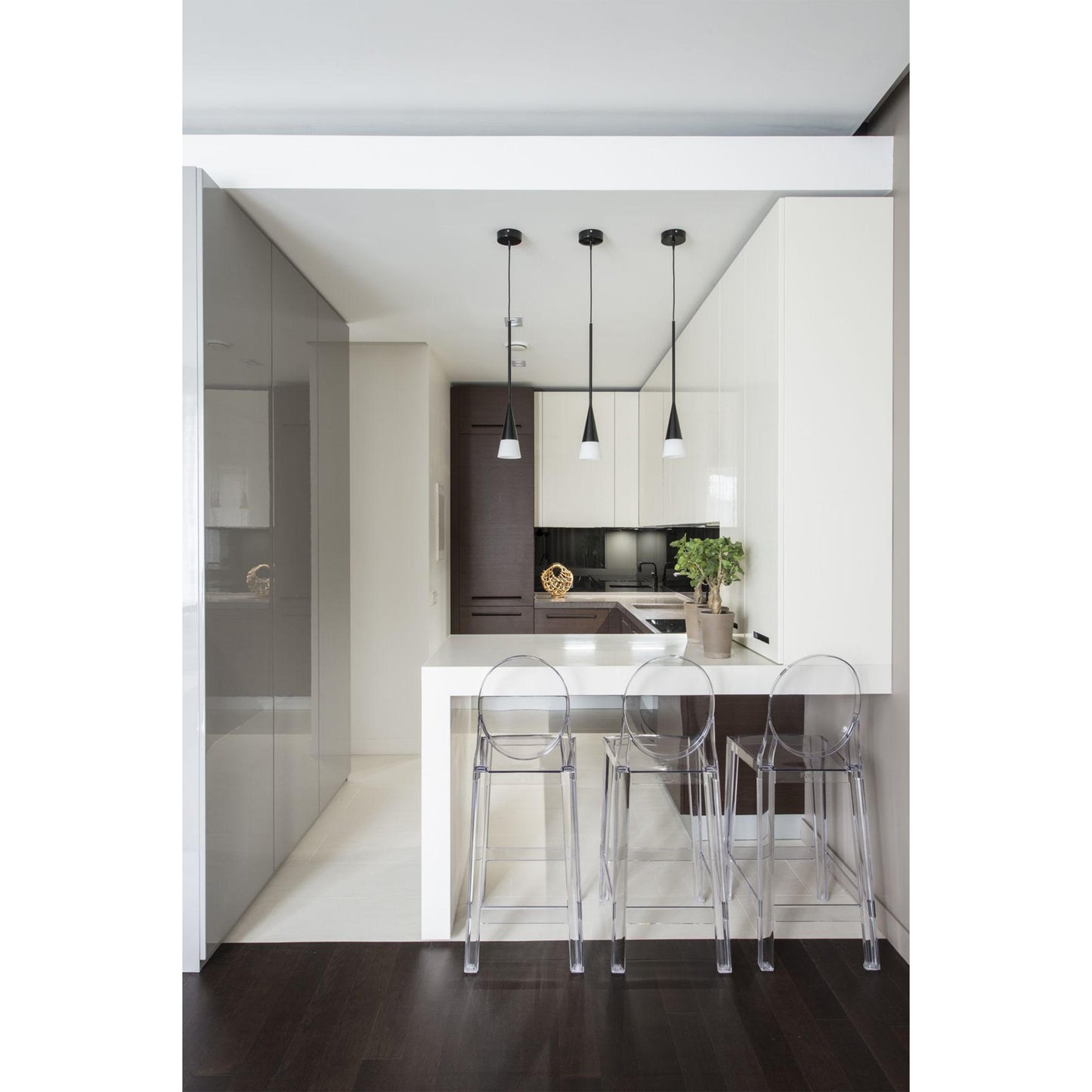 2xhome 25in Seat Height Transparent Kitchen Barstool, Modern Ghost Accent Side Armless Counter Stool With Back, Clear