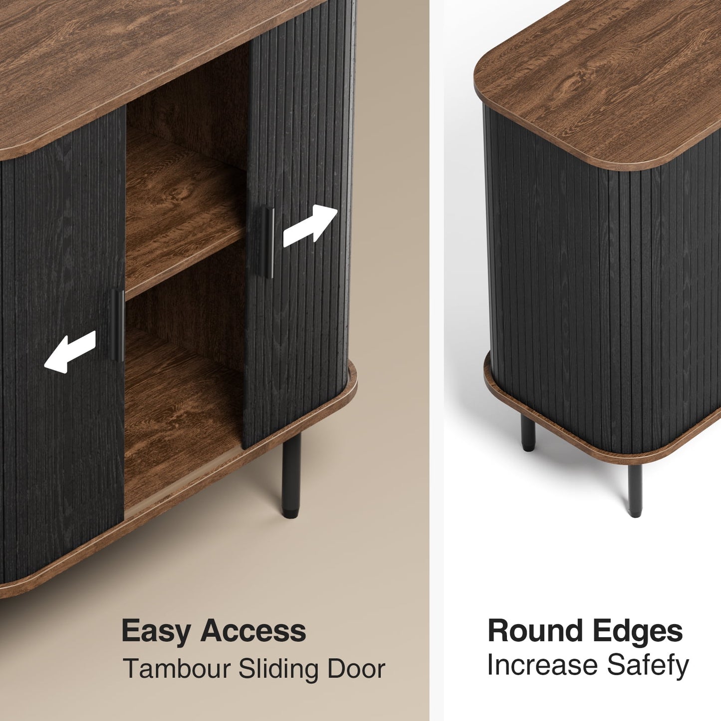 Veanerwood 31in W Black Buffet Sideboard Cabinet with Storage