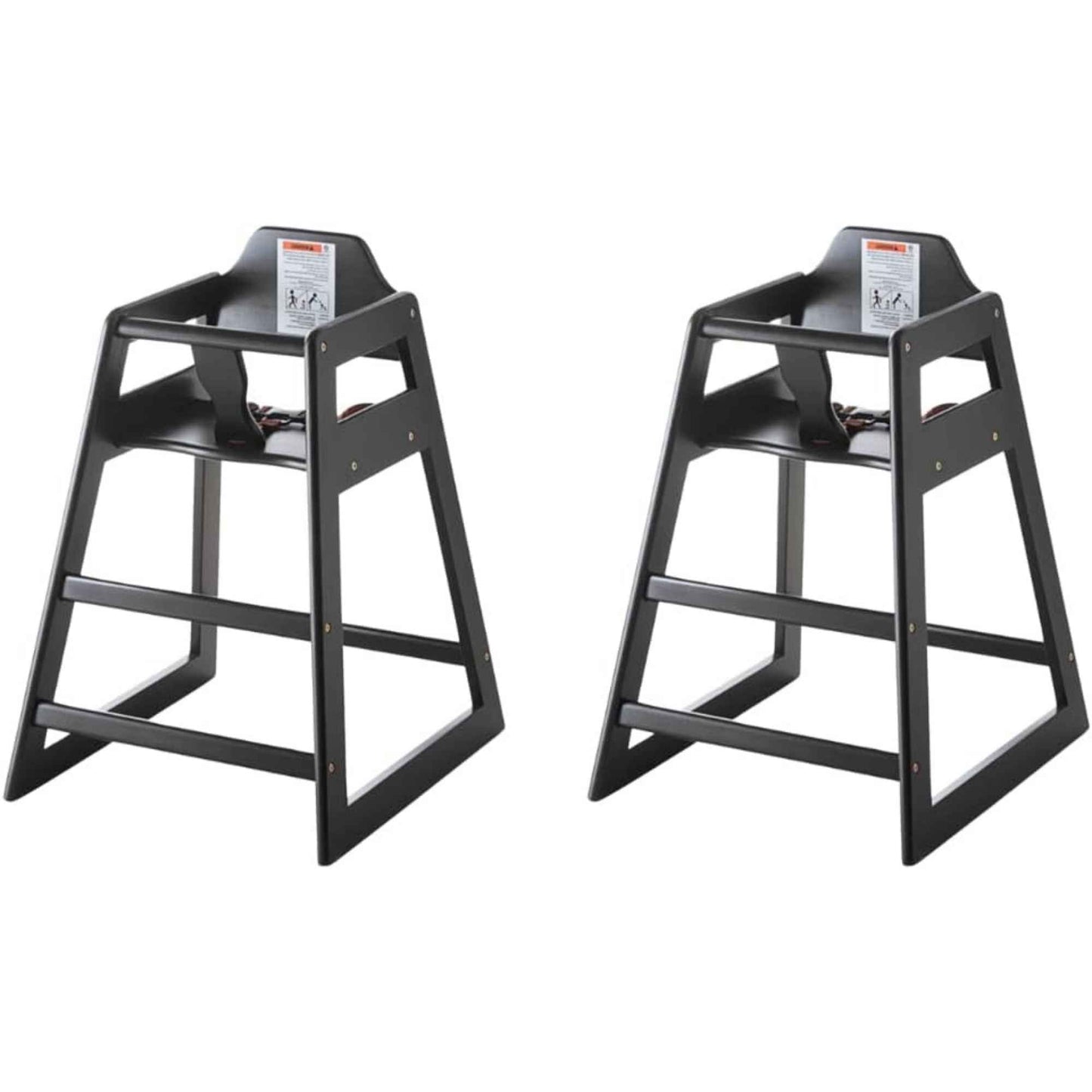 2 Pack - Ready-to-Assemble Restaurant Wood High Chair with Black Finish