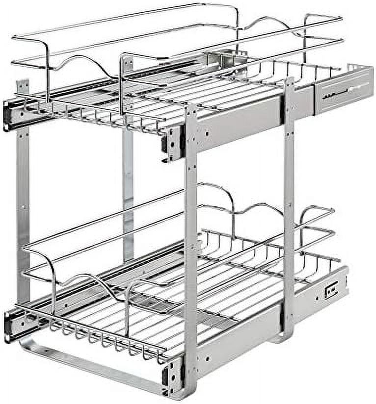 2-Tier Kitchen Cabinet Pull Out and Drawer Organizer Slide Out Pantry Basket in Multiple Sizes 9 x 22 In 5WB2-0922CR-1