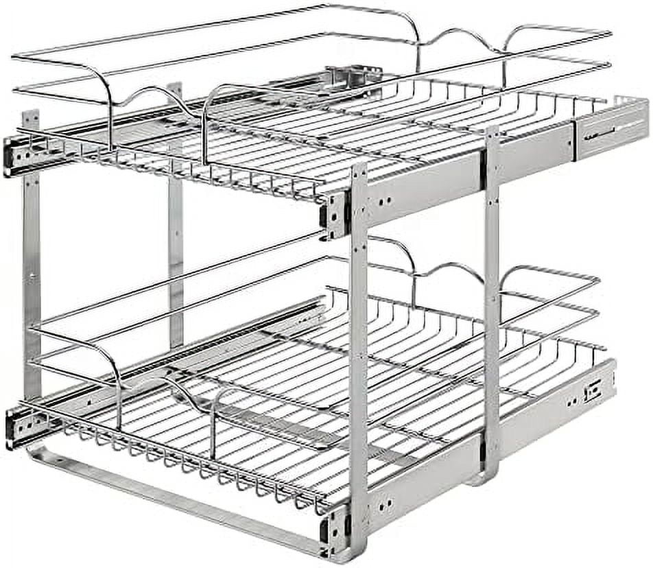 2-Tier Kitchen Cabinet Pull Out and Drawer Organizer Slide Out Pantry Basket in Multiple Sizes 9 x 22 In 5WB2-0922CR-1