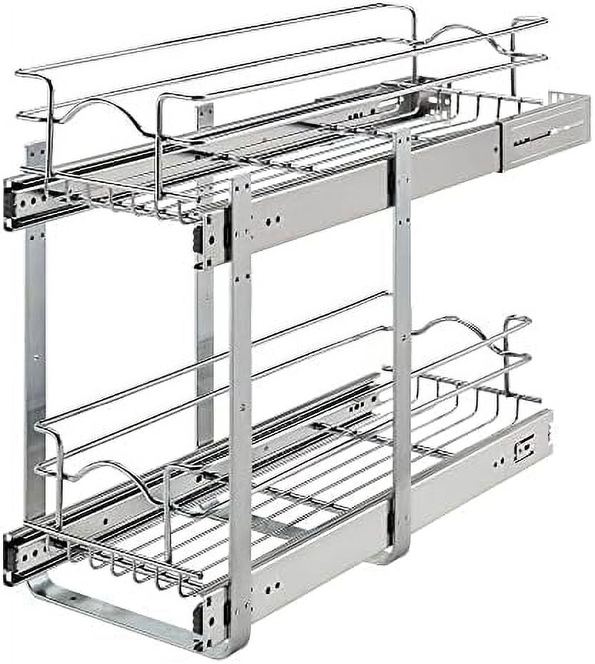 2-Tier Kitchen Cabinet Pull Out and Drawer Organizer Slide Out Pantry Basket in Multiple Sizes 9 x 22 In 5WB2-0922CR-1