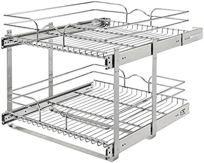 2-Tier Kitchen Cabinet Pull Out and Drawer Organizer Slide Out Pantry Basket in Multiple Sizes 9 x 22 In 5WB2-0922CR-1