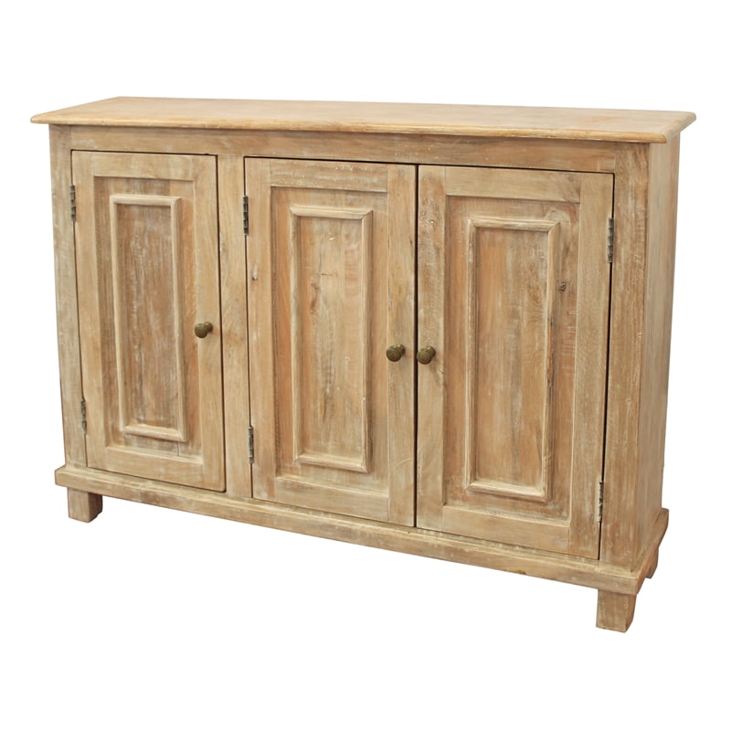 Jenna 3-Door Solid Wood Sideboard in Distressed Natural Finish