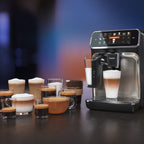 Fully automatic coffee machine 5400 Series EP5447/90 LatteGo milk system, 12 coffee specialties, intuitive display, 4 user profiles, black/chrome