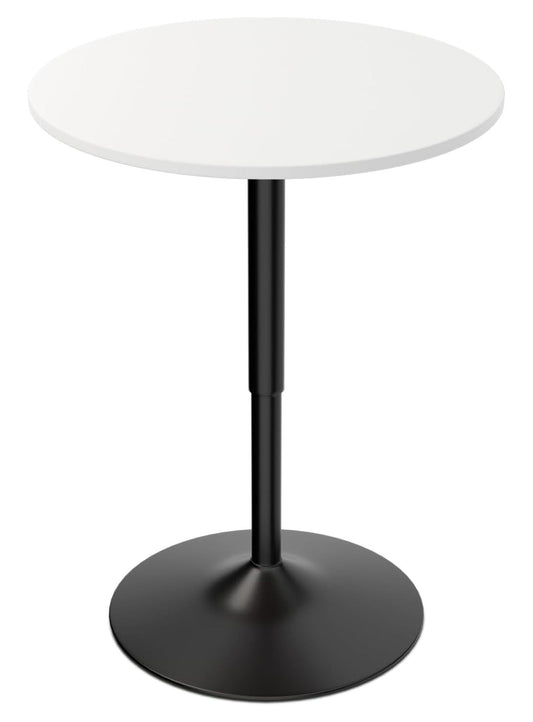 23.5in Round Adjustable Height Wood Bar Pub Table Adjustable Range 27.5in -36in Living Room Dining Room Bar Cocktail Table (White Black)