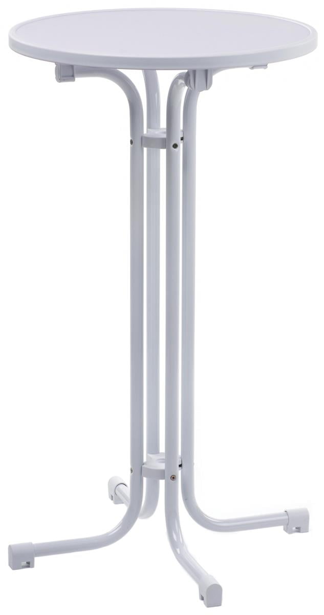 23.5in Round Highboy Table with MDF top, 42.25-inch-tall Pub Table with Collapsible Design for Easy Storage (White) (BAR2442WT)