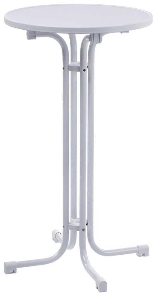23.5in Round Highboy Table with MDF top, 42.25-inch-tall Pub Table with Collapsible Design for Easy Storage (White) (BAR2442WT)