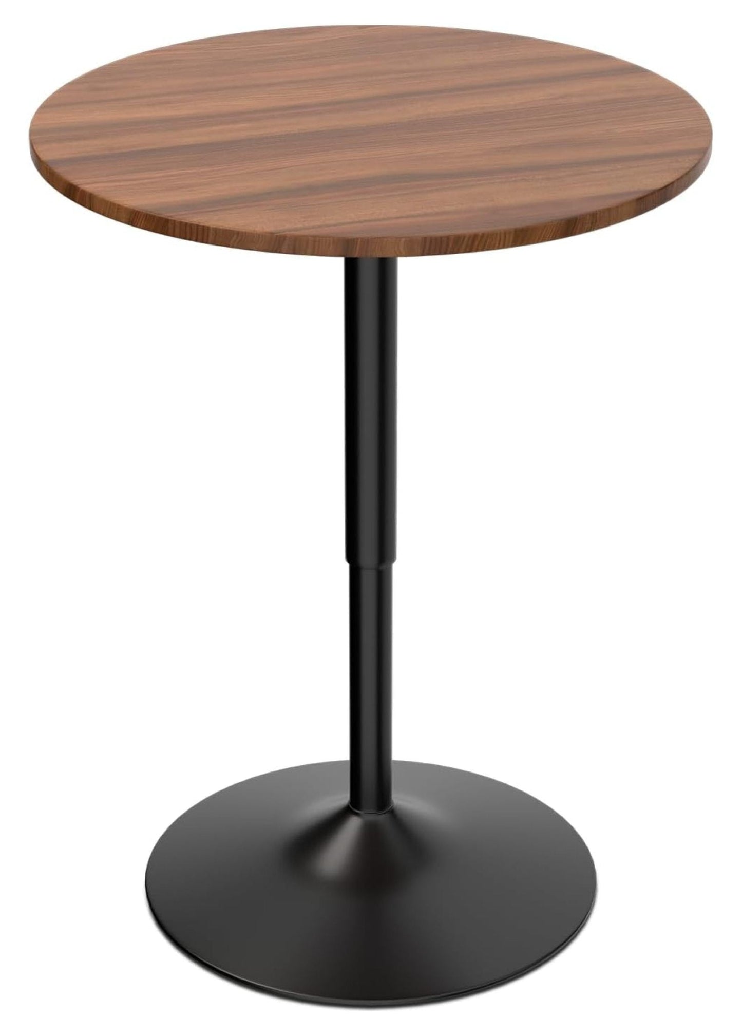 23.5in Round Pub Table, 360 Degree Swivel Cocktail Bar Table with Black Leg, Adjustable Height Range 27.5in -35.7in for Living Room Kitchen (Brown)