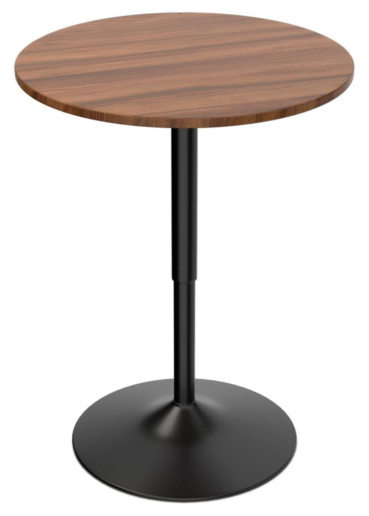 23.5in Round Pub Table, 360 Degree Swivel Cocktail Bar Table with Black Leg, Adjustable Height Range 27.5in -35.7in for Living Room Kitchen (Brown)
