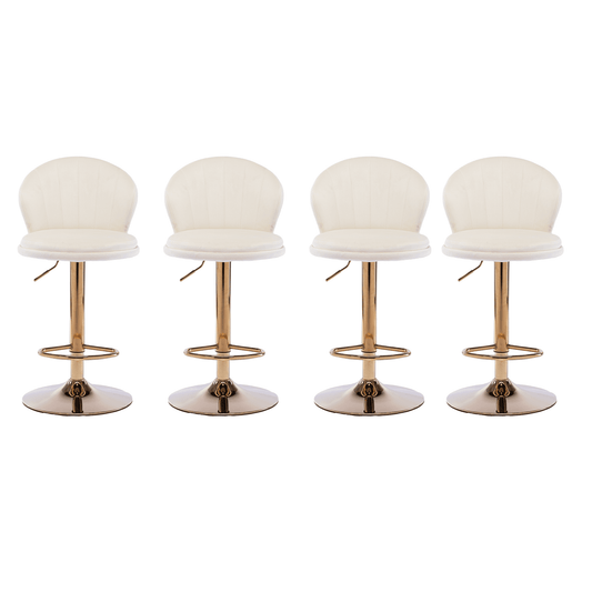 25-33 Inch Velvet Swivel Bar Stools with Back, Velvet Upholstered Adjustable Bar Height Bar Chairs Counter Height Bar Height with Gold Metal Base Kitchen, Home, Bar, Pub(Cream,Set of 4)