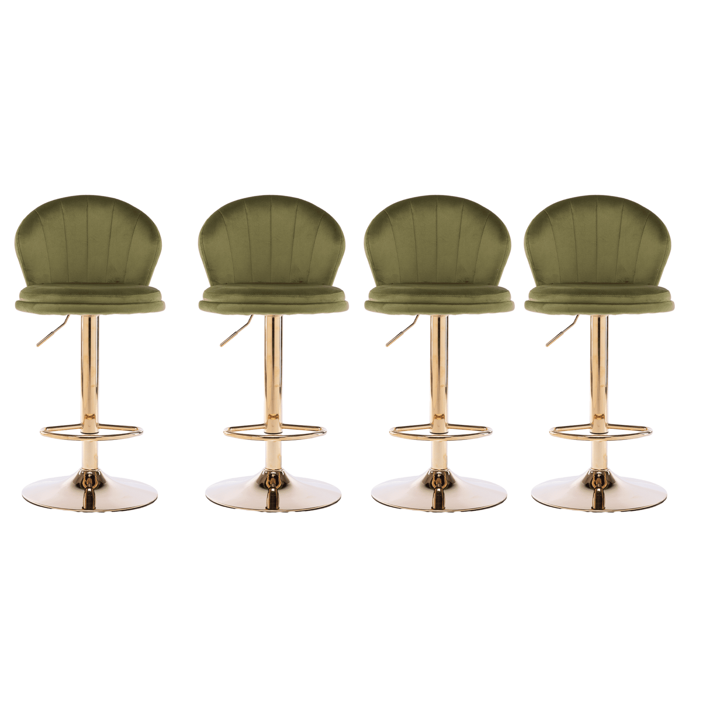 25-33 Inch Velvet Swivel Bar Stools with Back, Velvet Upholstered Adjustable Bar Height Bar Chairs Counter Height Bar Height with Gold Metal Base Kitchen, Home, Bar, Pub(Light Green,Set of 4)