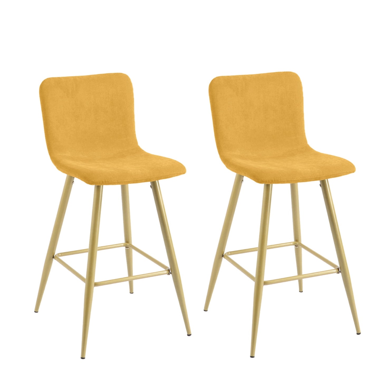 26 in. Upholstered Metal Frame Counter Stool with Fabric Seat (Set of 2),Yellow