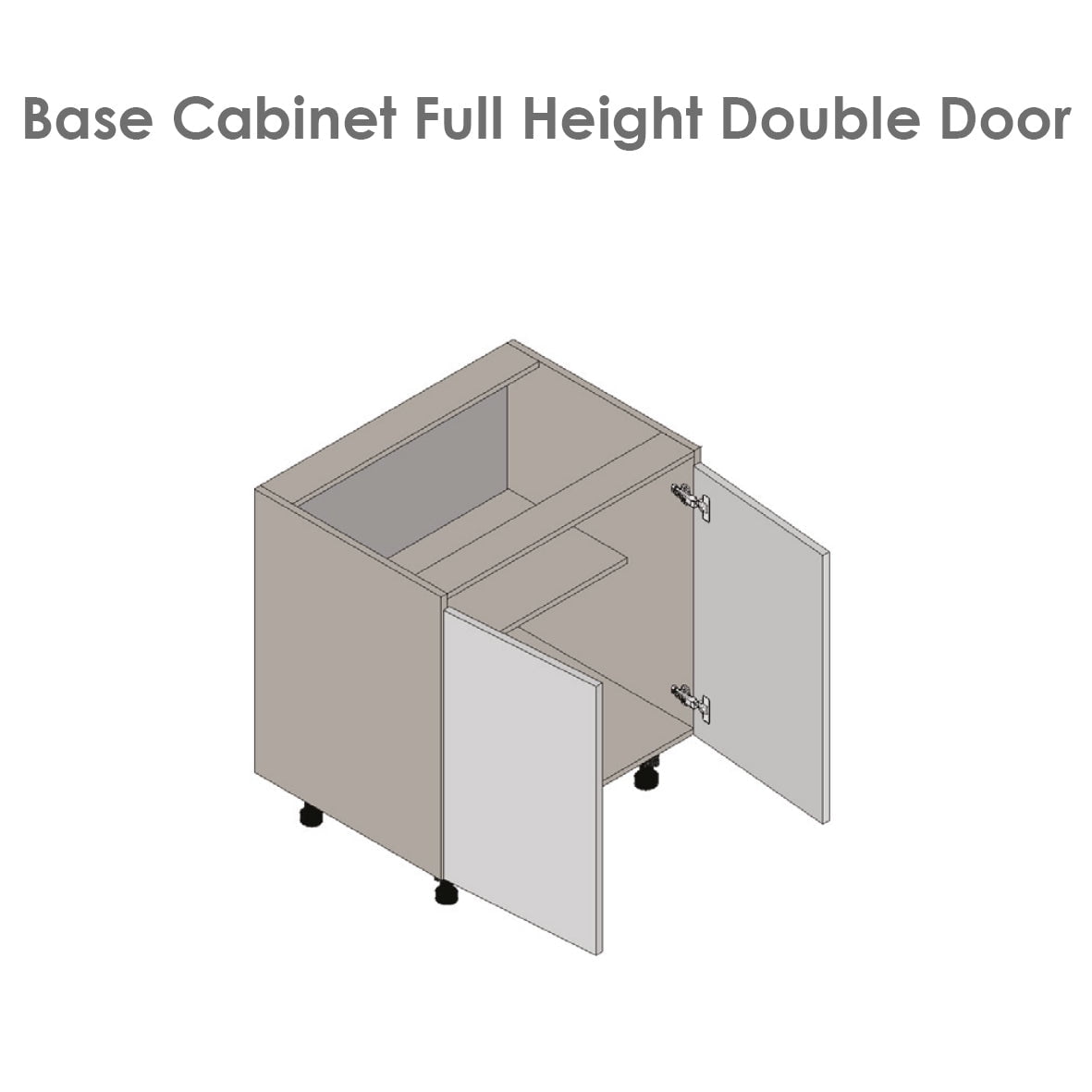 27in Base Cabinet High Double Door Grey