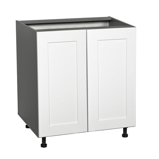 27in Base Cabinet High Double Door with Shaker White Matte door