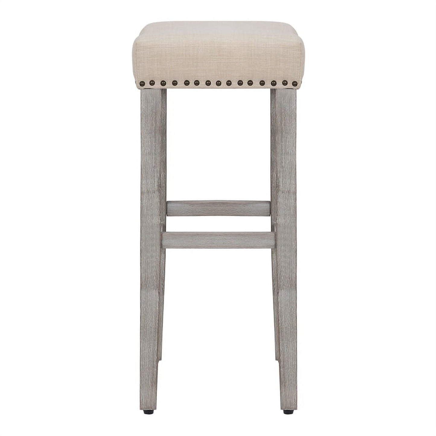 29in Upholstered Saddle Seat Bar Stool (Set of 2) in Beige