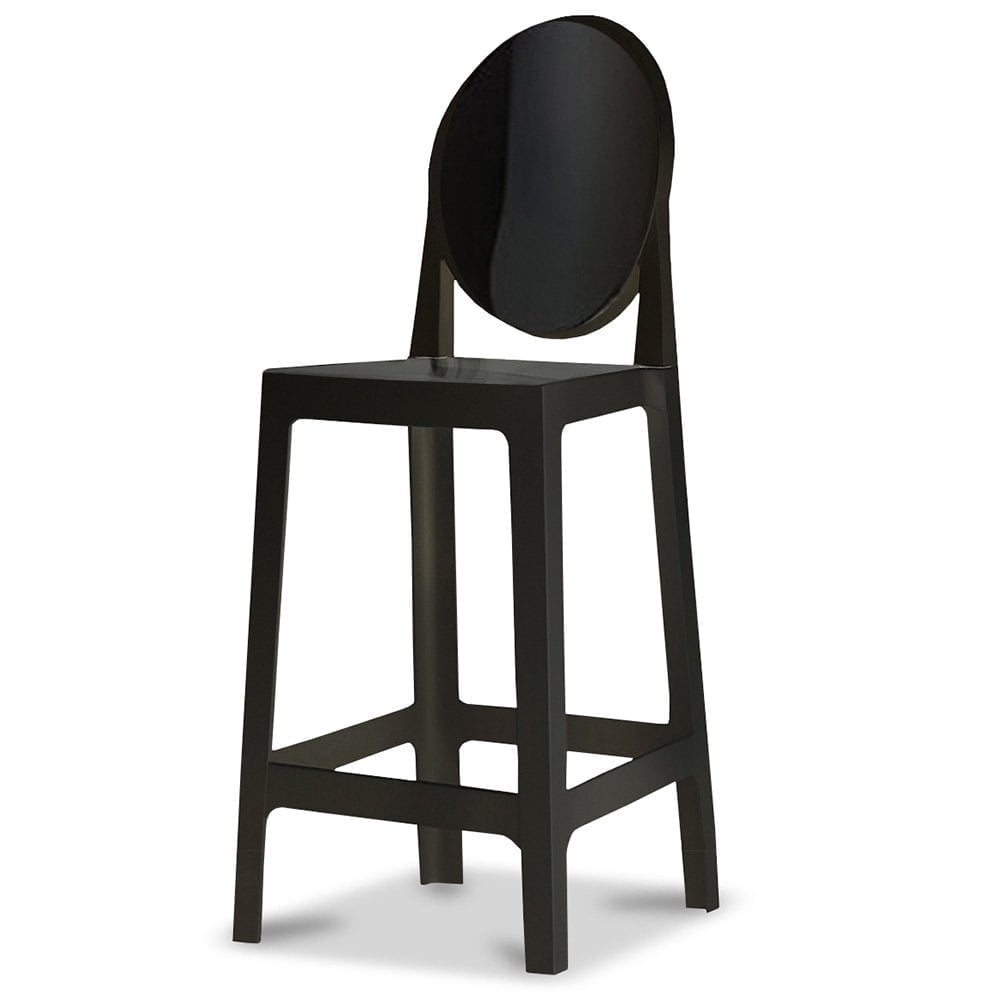 2xhome 25in Seat Height Kitchen Barstool, Modern Ghost Accent Side Armless Counter Stool With Back, Black