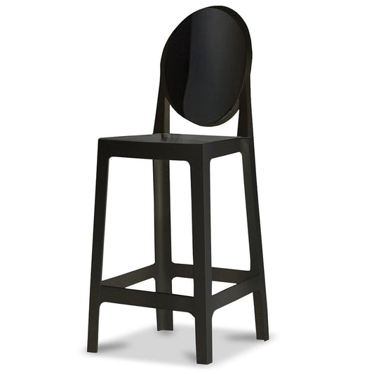 2xhome 25in Seat Height Kitchen Barstool, Modern Ghost Accent Side Armless Counter Stool With Back, Black