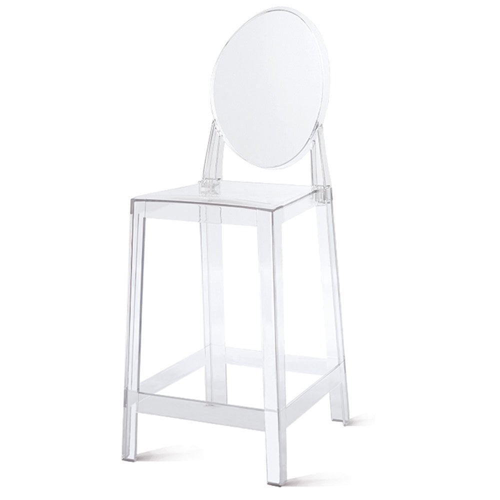 2xhome 25in Seat Height Transparent Kitchen Barstool, Modern Ghost Accent Side Armless Counter Stool With Back, Clear