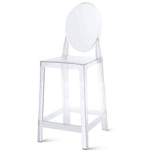 2xhome 25in Seat Height Transparent Kitchen Barstool, Modern Ghost Accent Side Armless Counter Stool With Back, Clear
